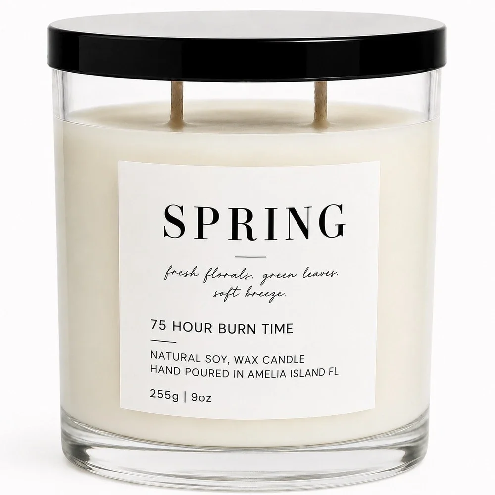 Spring Natural Soy Wax Candle 9oz 2-Wick 75 Hour Burn Fresh Florals Hand Pour